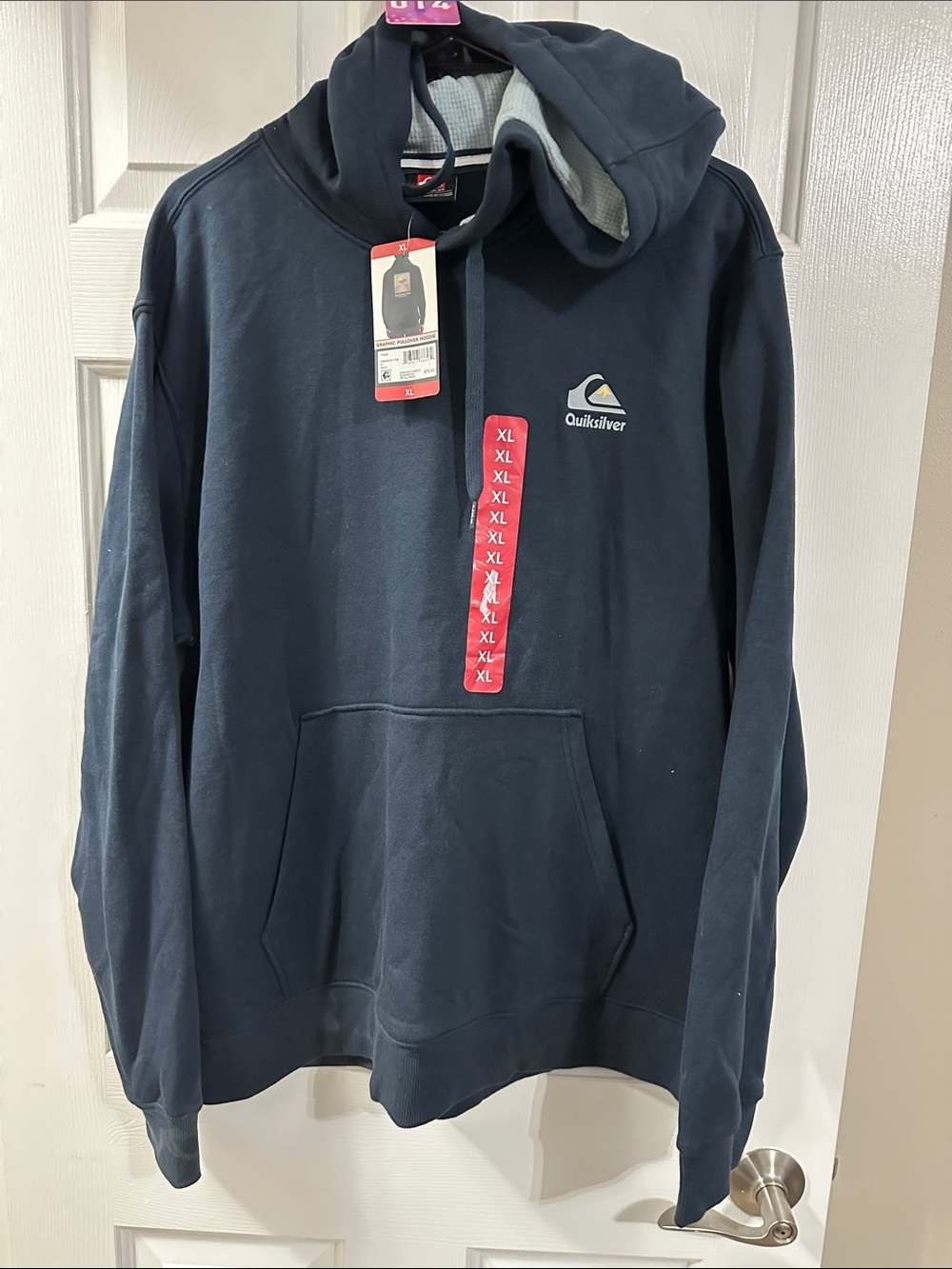 Quiksilver Men's Dark Navy Crewneck Hoodie with Logo